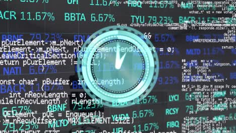 animation of data processing and clock moving over office