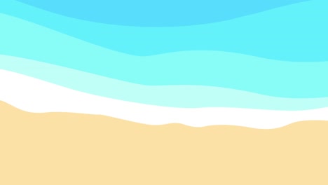 animated summer background. waves on beach, aerial view in flat design. loop footage