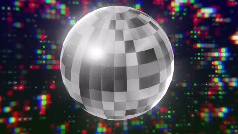 animación del procesamiento de datos sobre la bola de espejo de disco