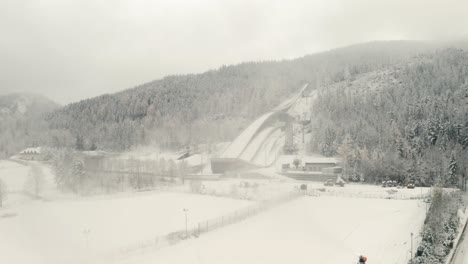 Moody-Winter-Drone-shot-of-Średnia-Krokiew---Ski-Jumping-Hill