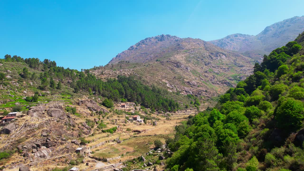 Drone Shot Village of Loriga. Serra da Estrela, Portugal
