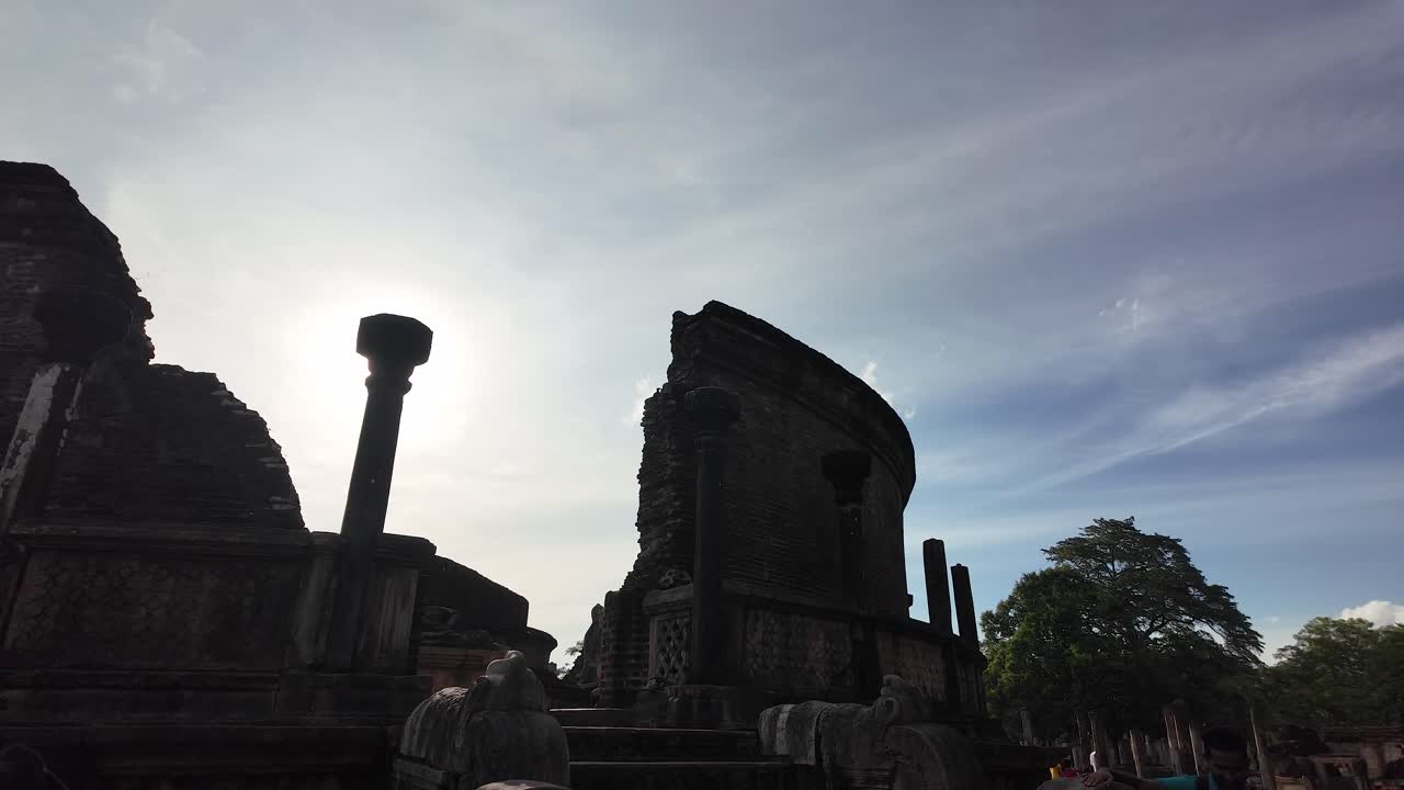 Captivating silhouette of the ancient Polonnaruwa Vatadage, showcasing its architectural beauty and historical significance in the Kingdom of Polonnaruwa, Sri Lanka.
