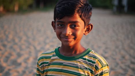 smiling boy in rural setting