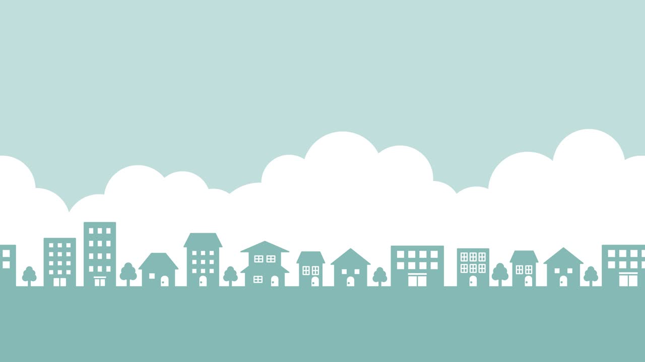 도시 풍경 일러스트레이션의 간단한 루프 애니메이션 비디오입니다.