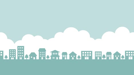 simple loop animation video of a cityscape illustration.