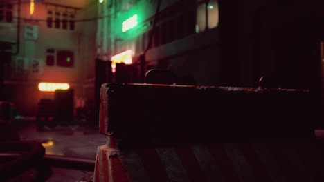 dark and gritty cyberpunk city alley at night