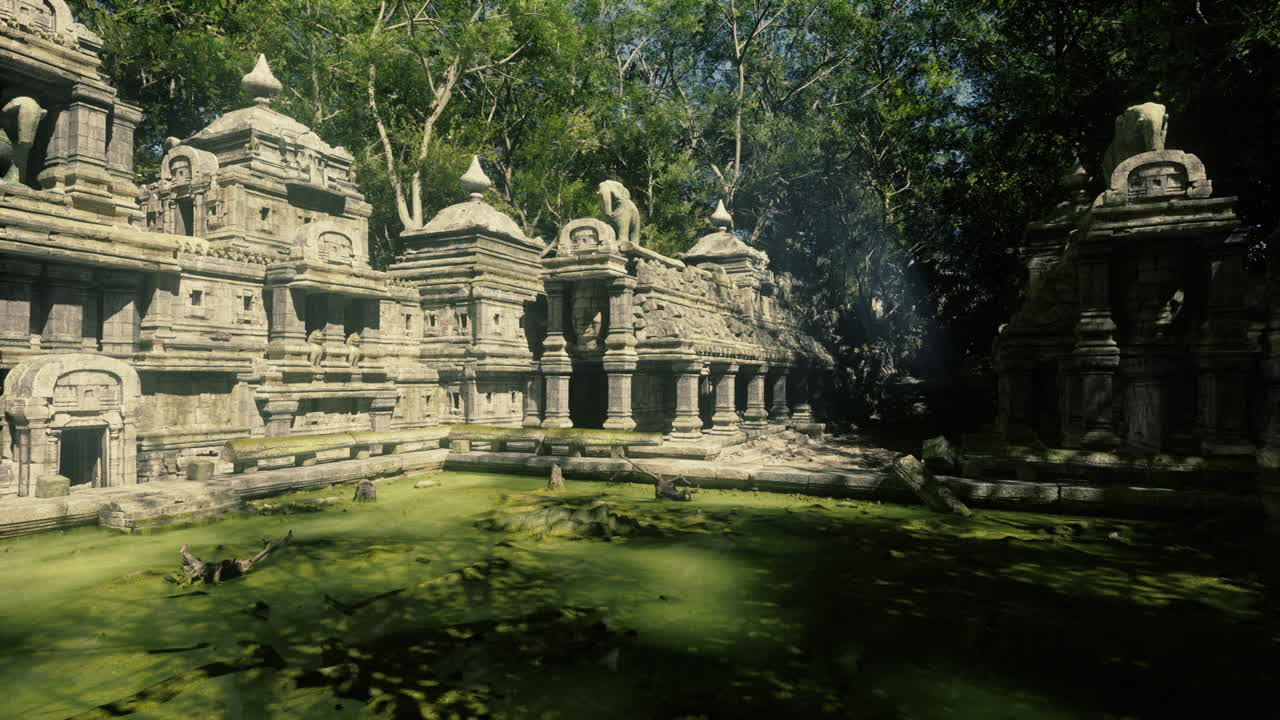 Exploring an ancient temple in cambodia surrounded by lush greenery