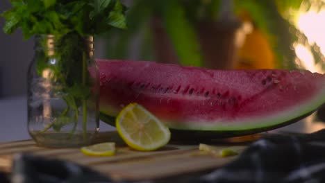 A-spread-of-fresh-ingredients-for-a-watermelon-juice