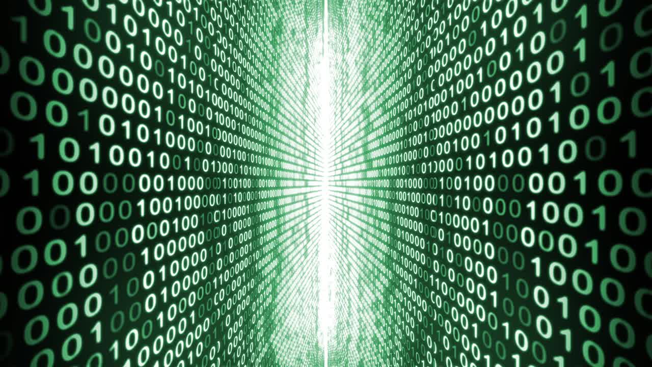Digital binary code green walls animation looping background
