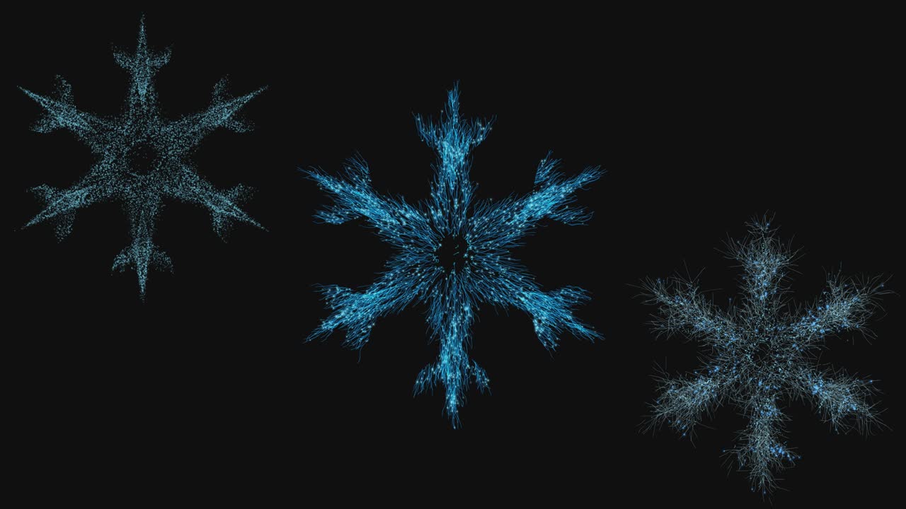 Various abstract snowflakes on a transparent background.