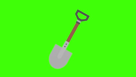 icon of a shovel tool on a green screen in 4k