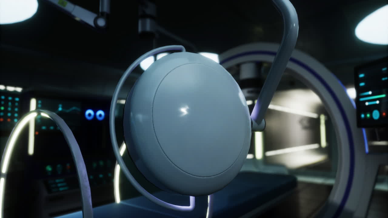 Futuristic medical facility with advanced technology and equipment in use