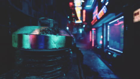 neon-lit alley at night