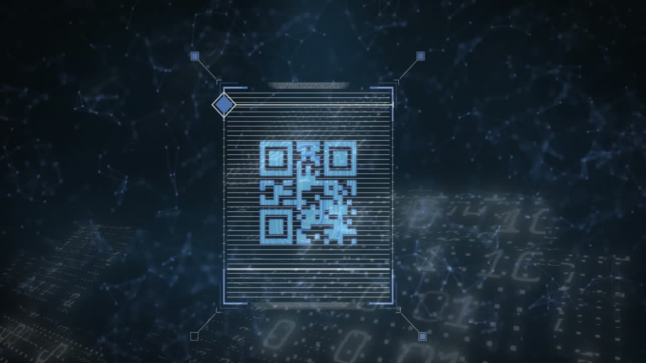 Animation of qr code and data processing over network of connections