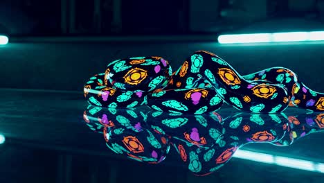 serpiente de neón brillante con patrón geométrico