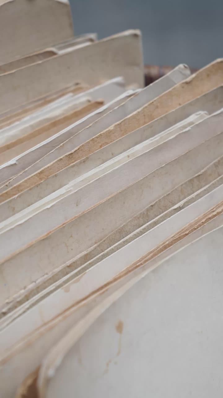 Close-up of Old Aged Vintage Paper Documents