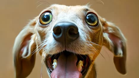 a close up of a dog with its mouth open showing its teeth