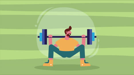 atleta masculino levantando pesas animación de personajes