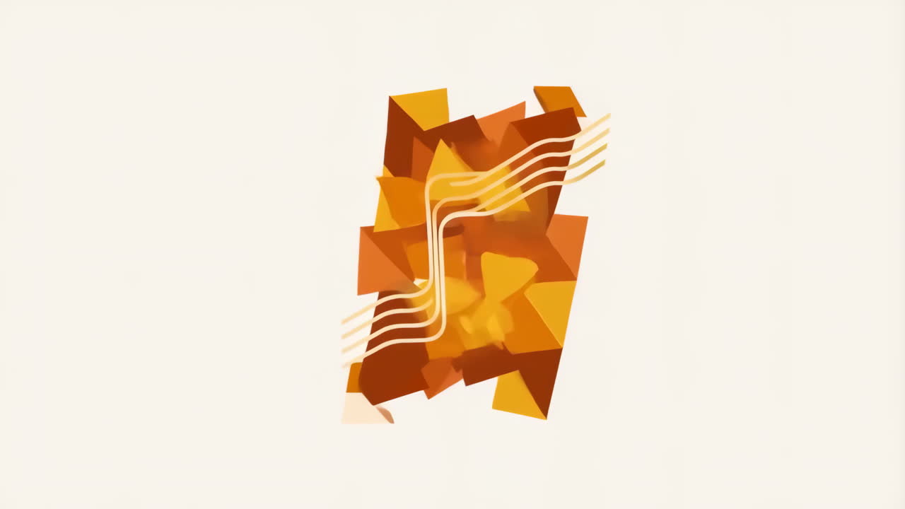 Abstract Geometric S-Shape with Wavy Lines and Triangles