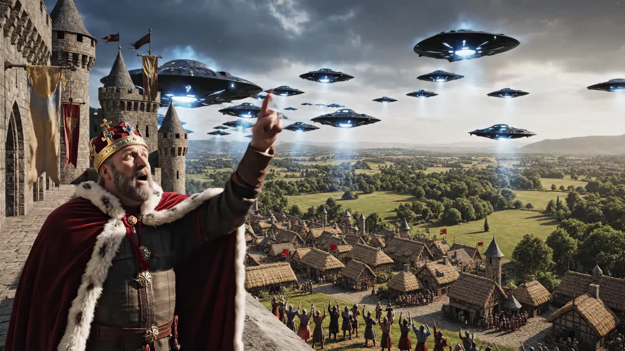 A medieval kingdom faces an alien invasion