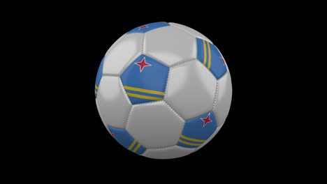 pelota de fútbol con bandera aruba, 4k con alfa, bucle