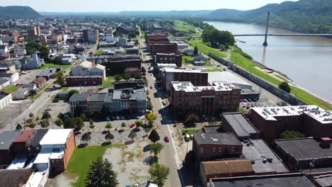 Bonnyfiddle-Historic-District-in-Portsmouth,-Ohio,--Aerial-drone