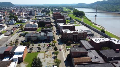 Distrito-Histórico-De-Bonnyfiddle-En-Portsmouth,-Ohio,-Drone-Aéreo