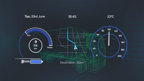 animation of scope scanning and data processing over female engineer