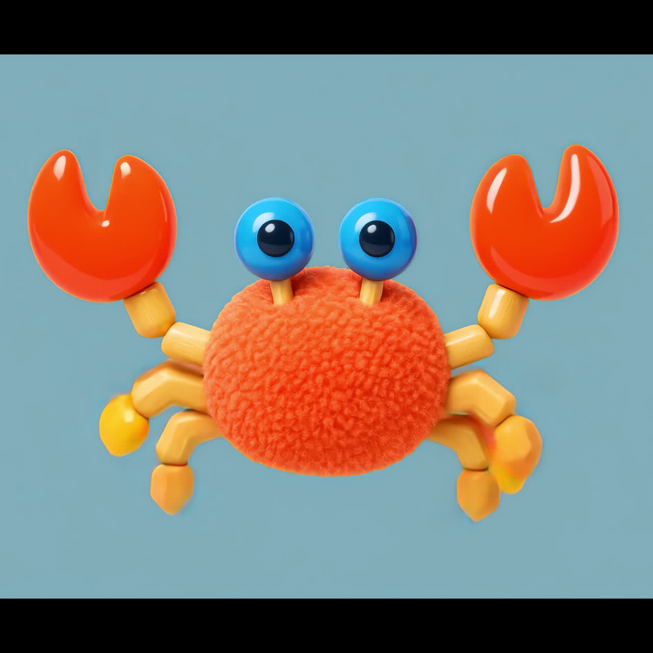 Cute cartoon crab toy animation isolated asset, transparent 4K video, alpha channel, ProRes 4444