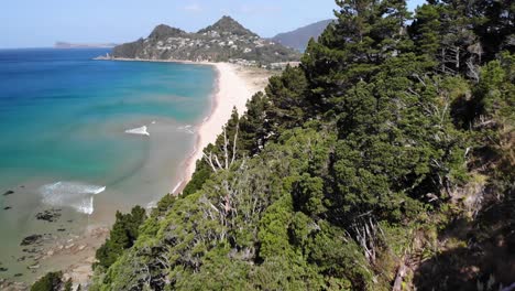 aerial view of tairua beach and mount paku, coromandel peninsula, new zealand