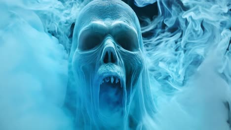 a ghost in the smoke with its mouth open and its mouth wide open