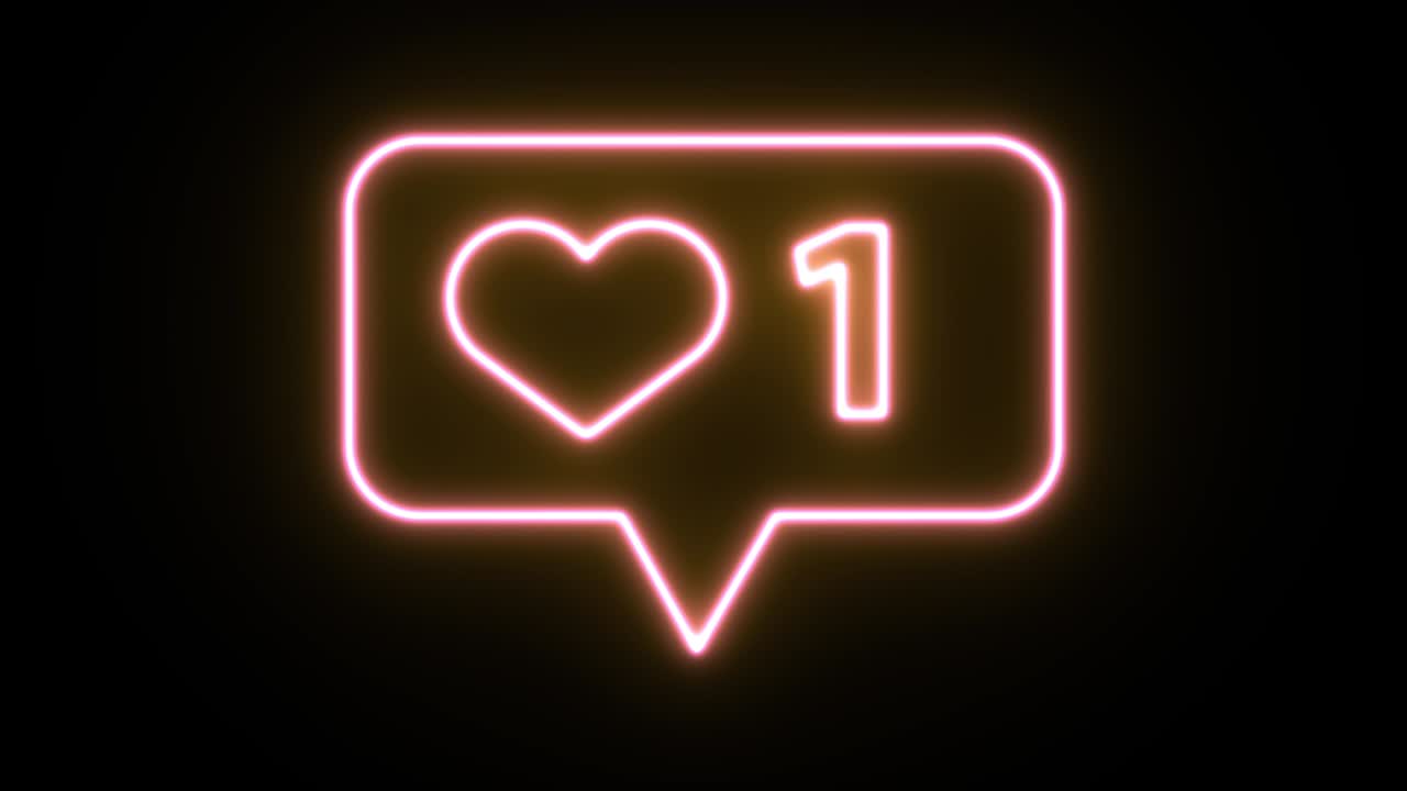 Neon light icon animation. 4K UHD black background.