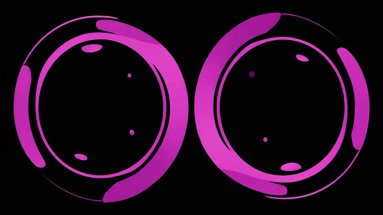 Abstracte animatie van twee roterende paarse ringen