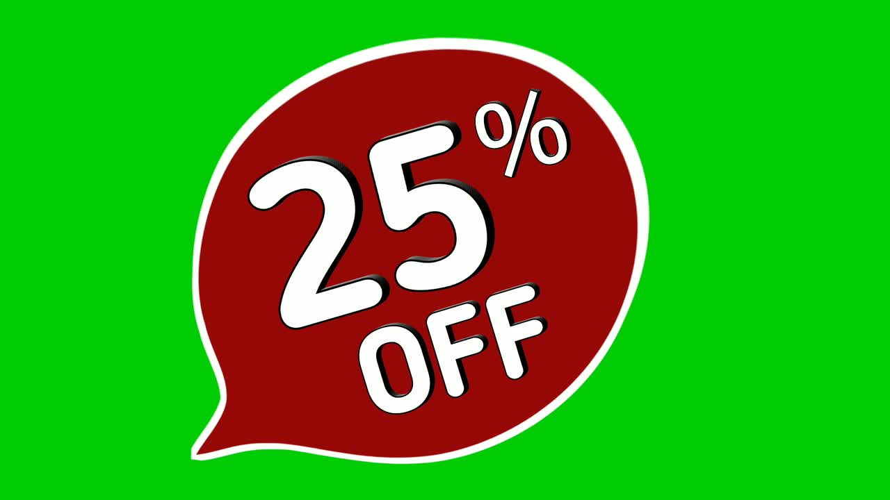 Grafica animata con adesivi di sconto del 25%.
