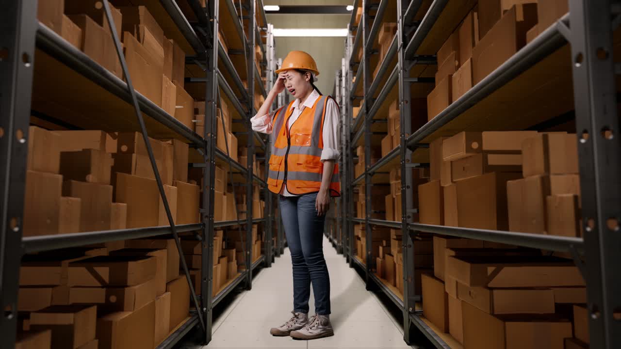 trabajador de almacén estresado