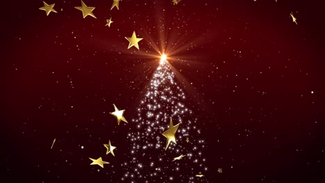 animación del árbol de navidad y las estrellas cayendo.