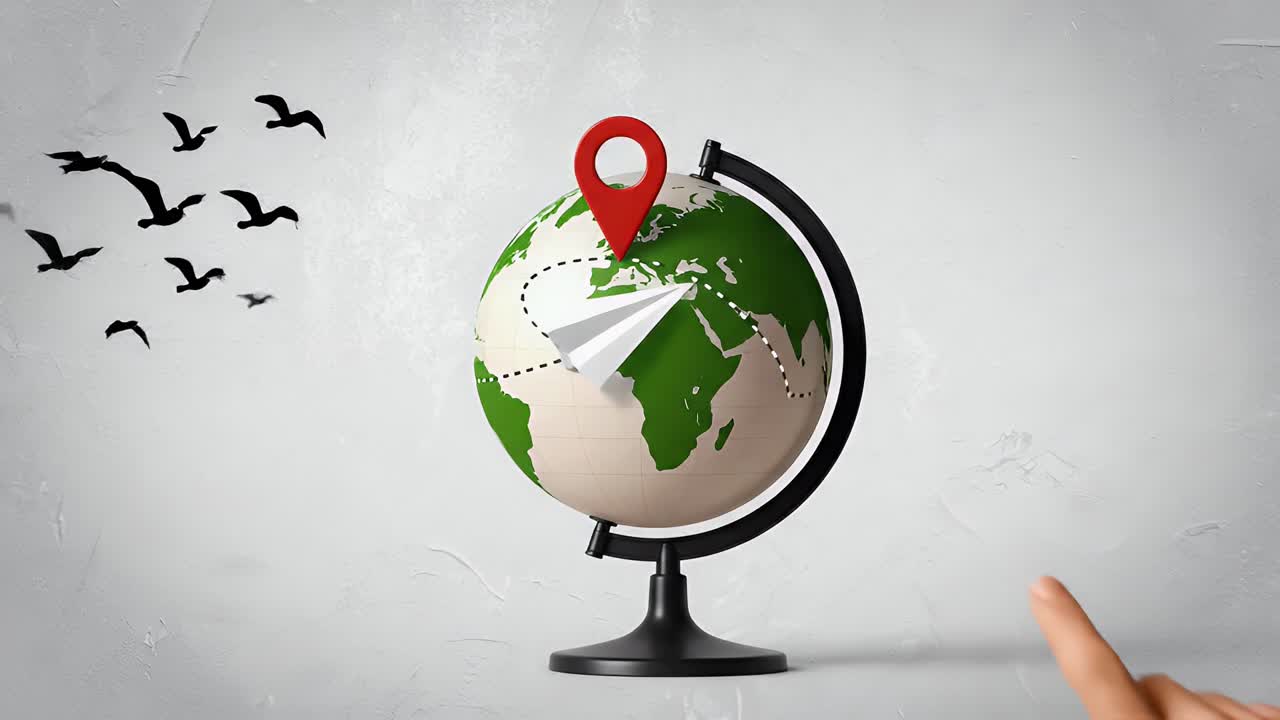 Hands Placing a Location Pin on a Globe for Global Business