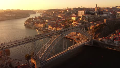 majestic metal bridge of dom luis i in porto city, portugal