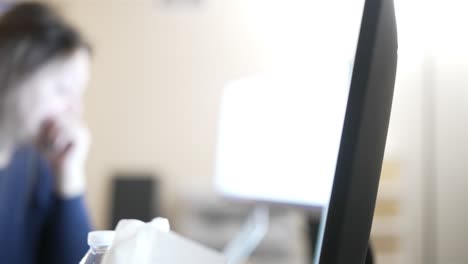 soft focus monitor screen - office scene