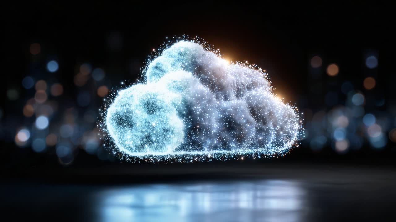 A Stunning Visual of a Glowing Cloud Exuding Ethereal Light and Sparkles in a Darkened Space, Perfect for Evoking a Sense of Wonder and Imagination