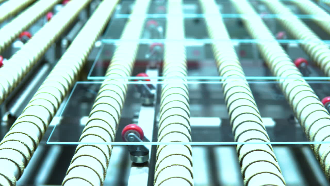 Pane Of Glass On Rolling Machine. Pan Right