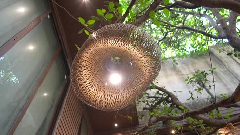 handcrafts round bamboo hanging lamp on tree 360d view