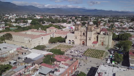 church of santo domingo de guzmán in oaxaca mexico drone aerial orbit close