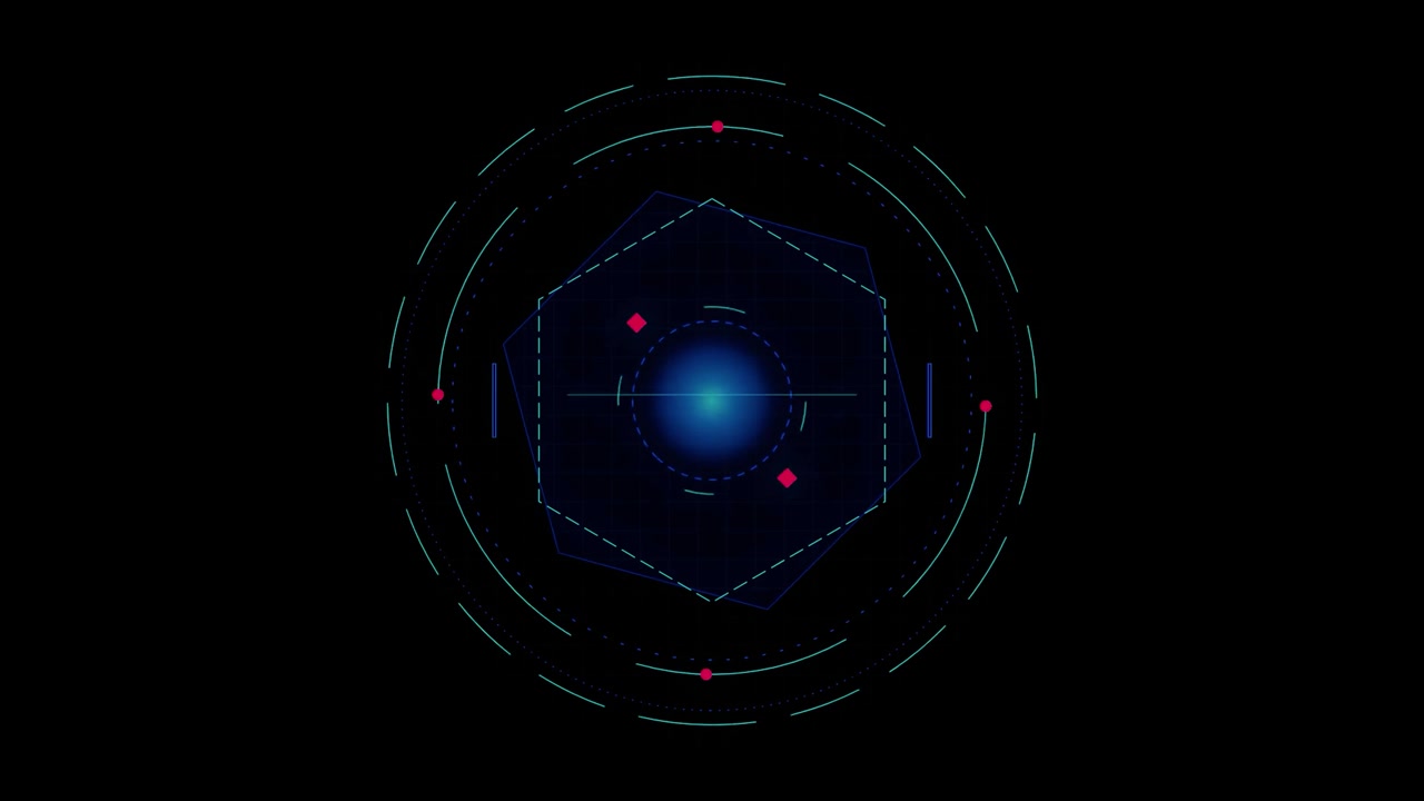 Futuristic Hexagonal Digital Interface HUD Animation