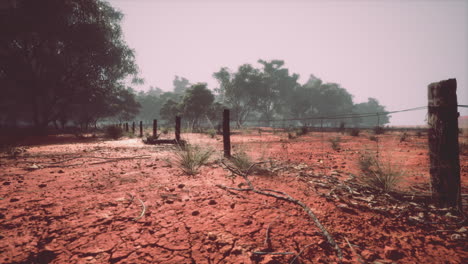 Fragmento-De-Una-Antigua-Valla-Con-Alambre-De-Púas-Oxidado