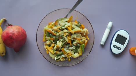 diabetes-friendly mixed vegetable dish with fruit