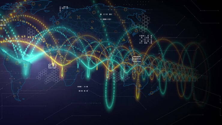 Animation of dna strand over world map and data processing