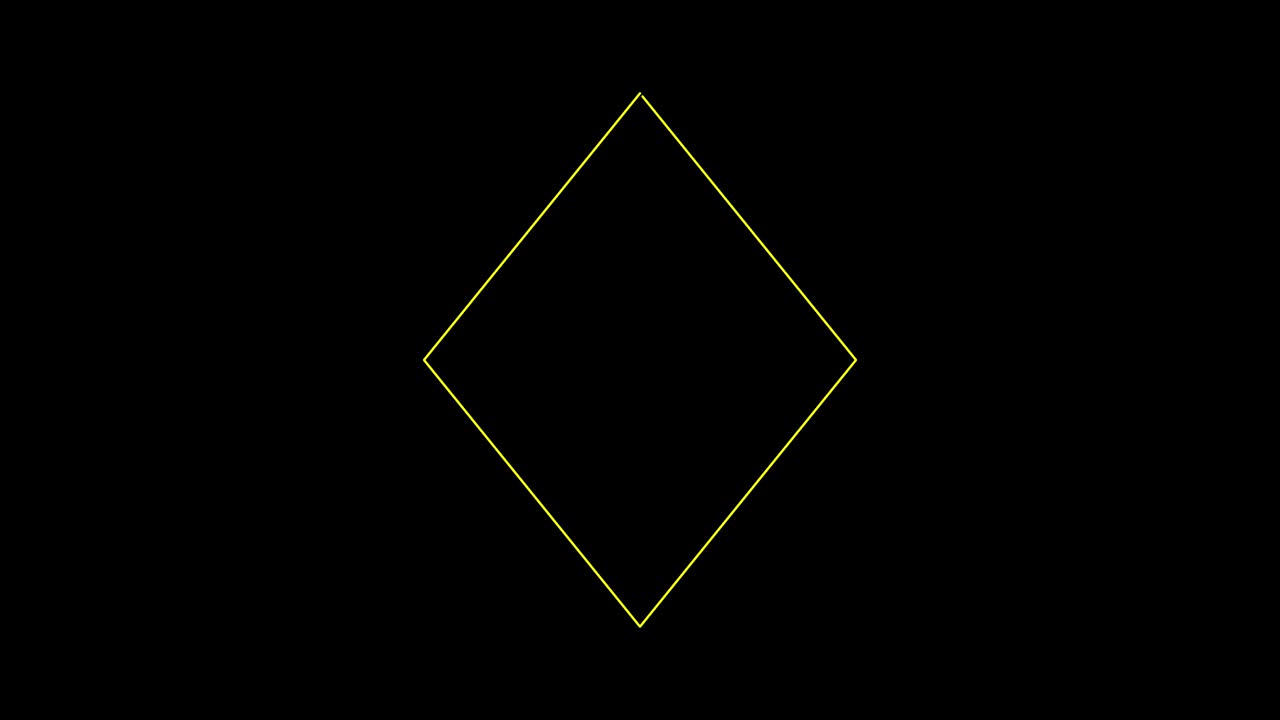 다이아몬드 선과 함께 검은 바탕에 확대 및 축소 반복 움직임