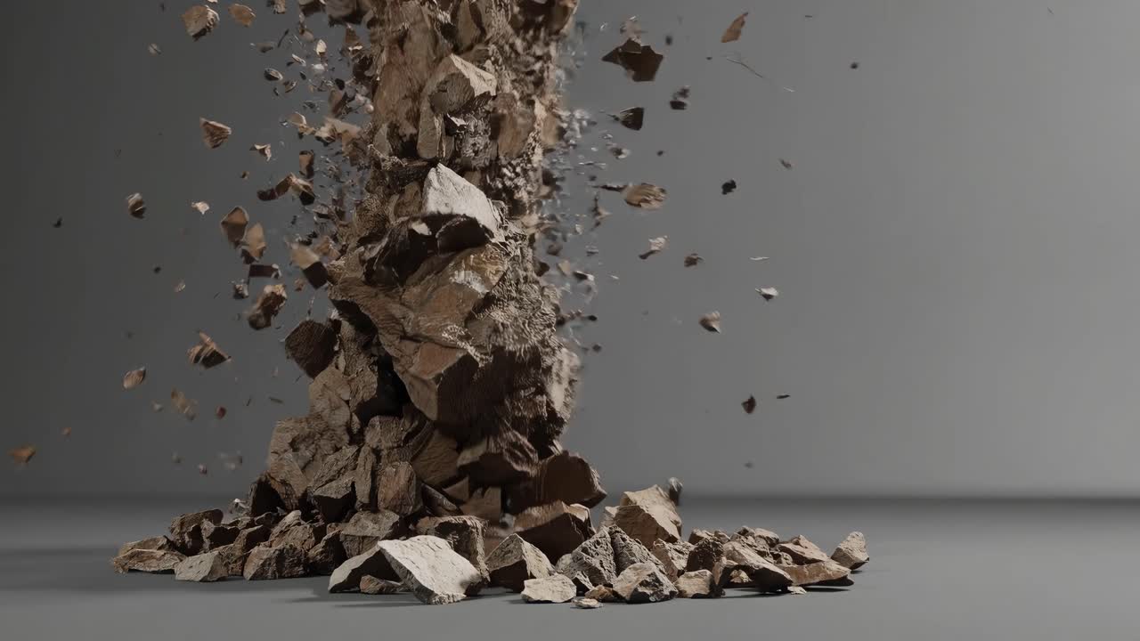 Pile of rocks exploding
