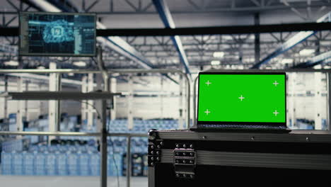 mockup laptop in server room with machine learning technology